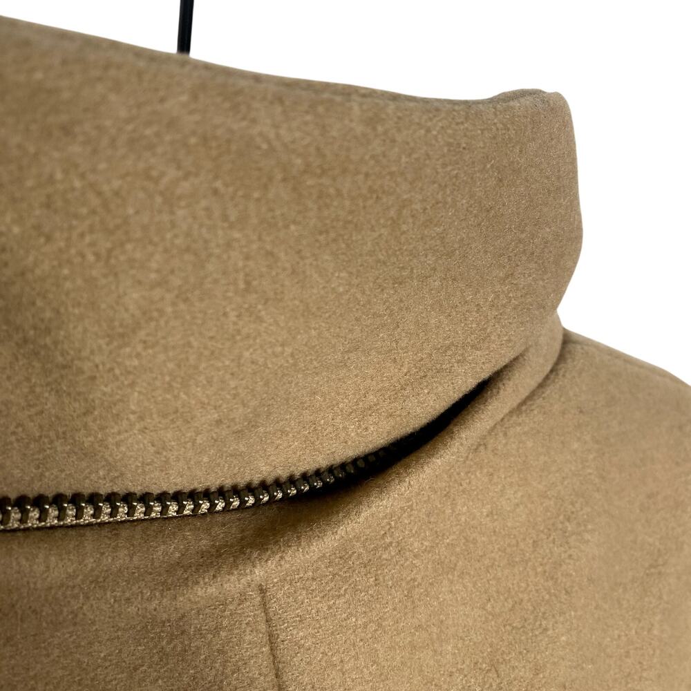 The Kooples Wool Blend Mockneck Utility Pea Coat Small Snap Front Zip Jacket Tan - Picture 12 of 15